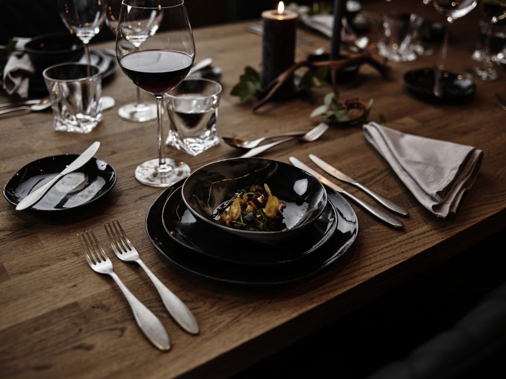 A set dinner table in a private Lapland villa